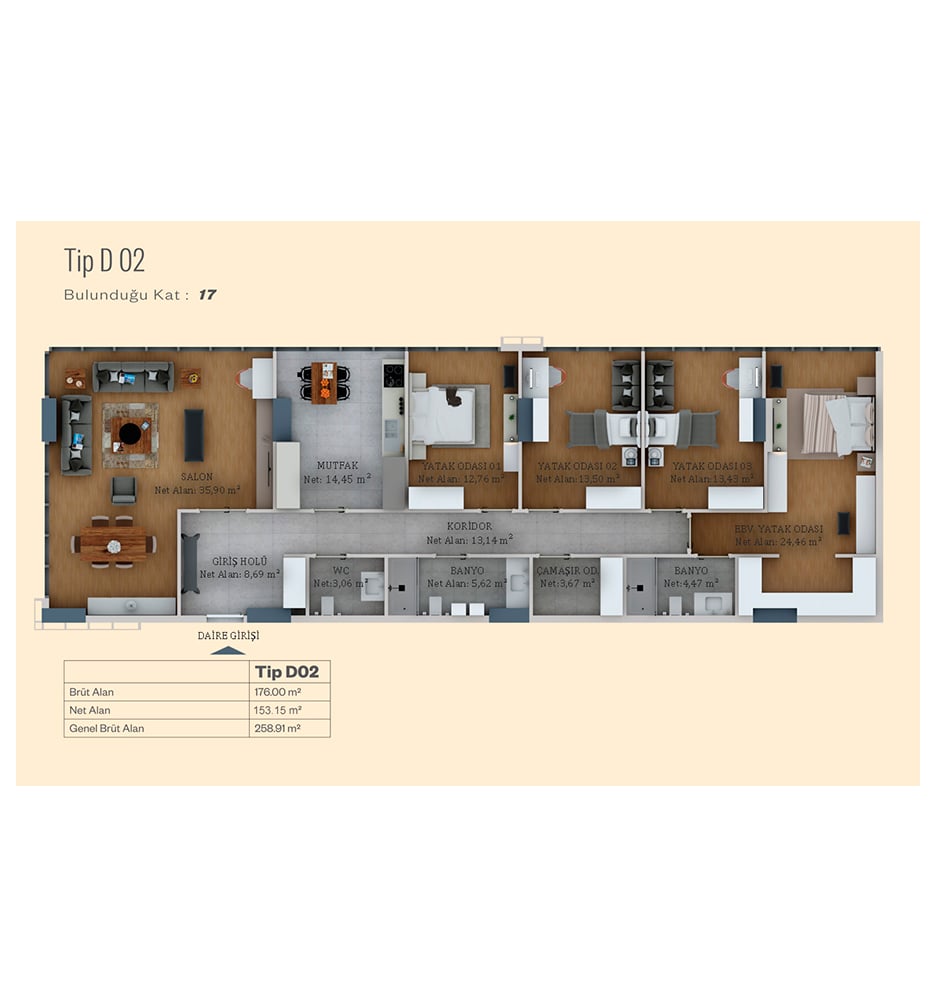 Alya Life Residence 4+1 Kat Planları